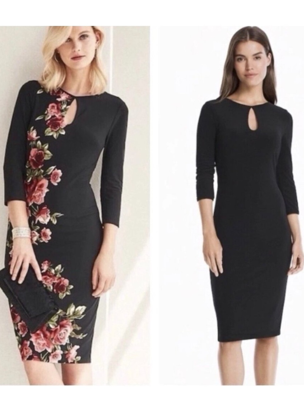 White House Black Market Reversible Rose Print Sheath Dress M